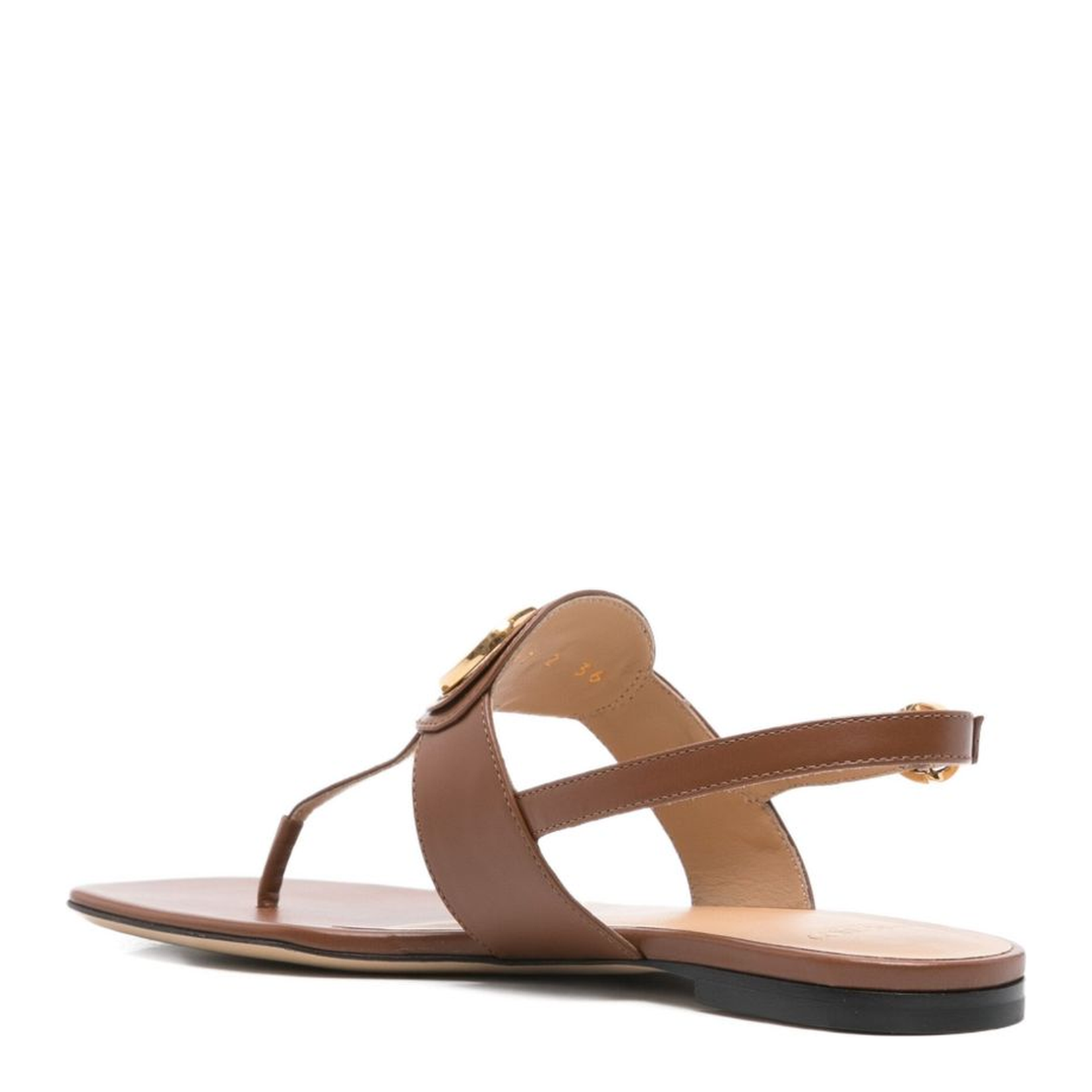 Brown Leather Vlogo Thong Sandals