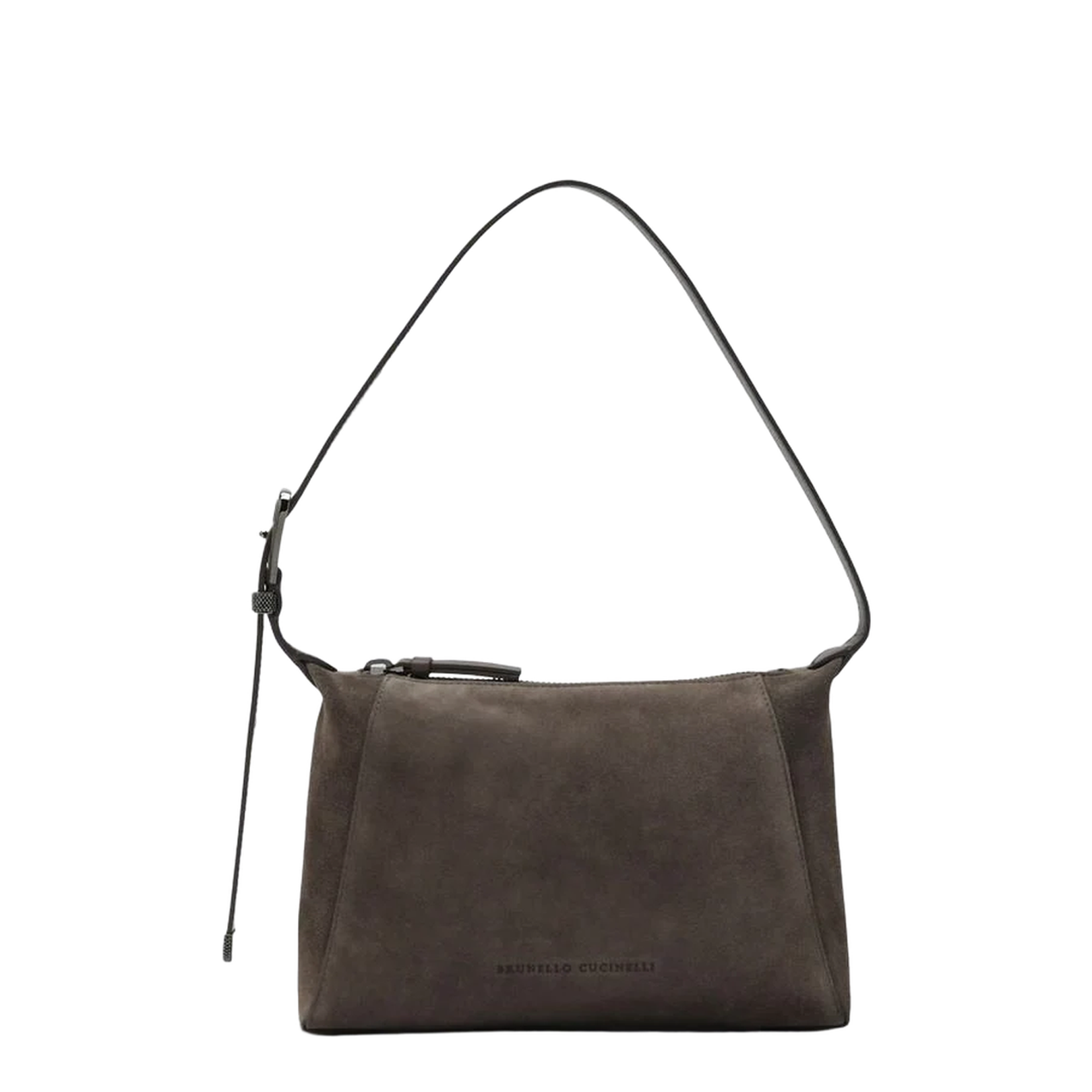 Brown Suede Bag With Monile