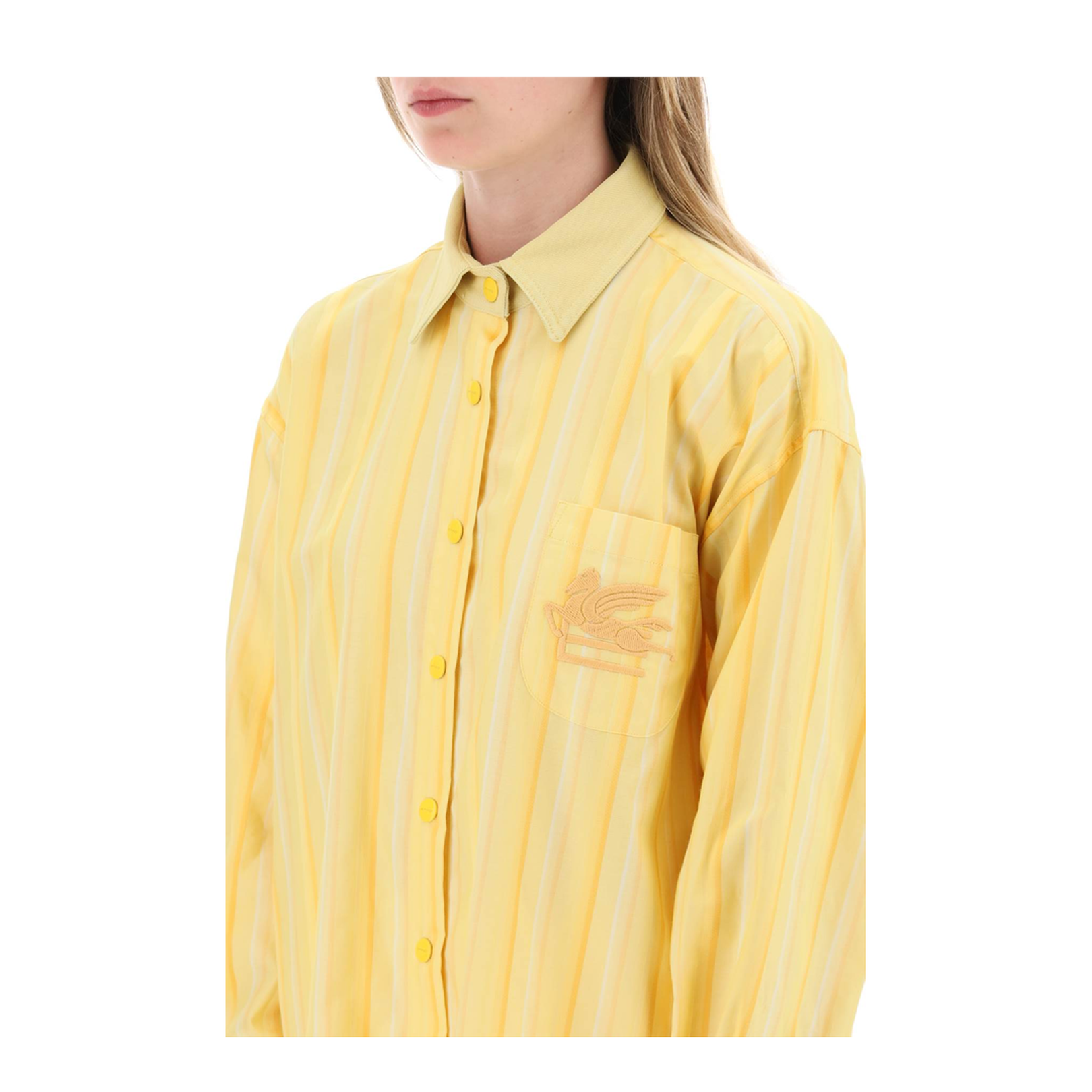 Striped Shirt Dress - Yellow