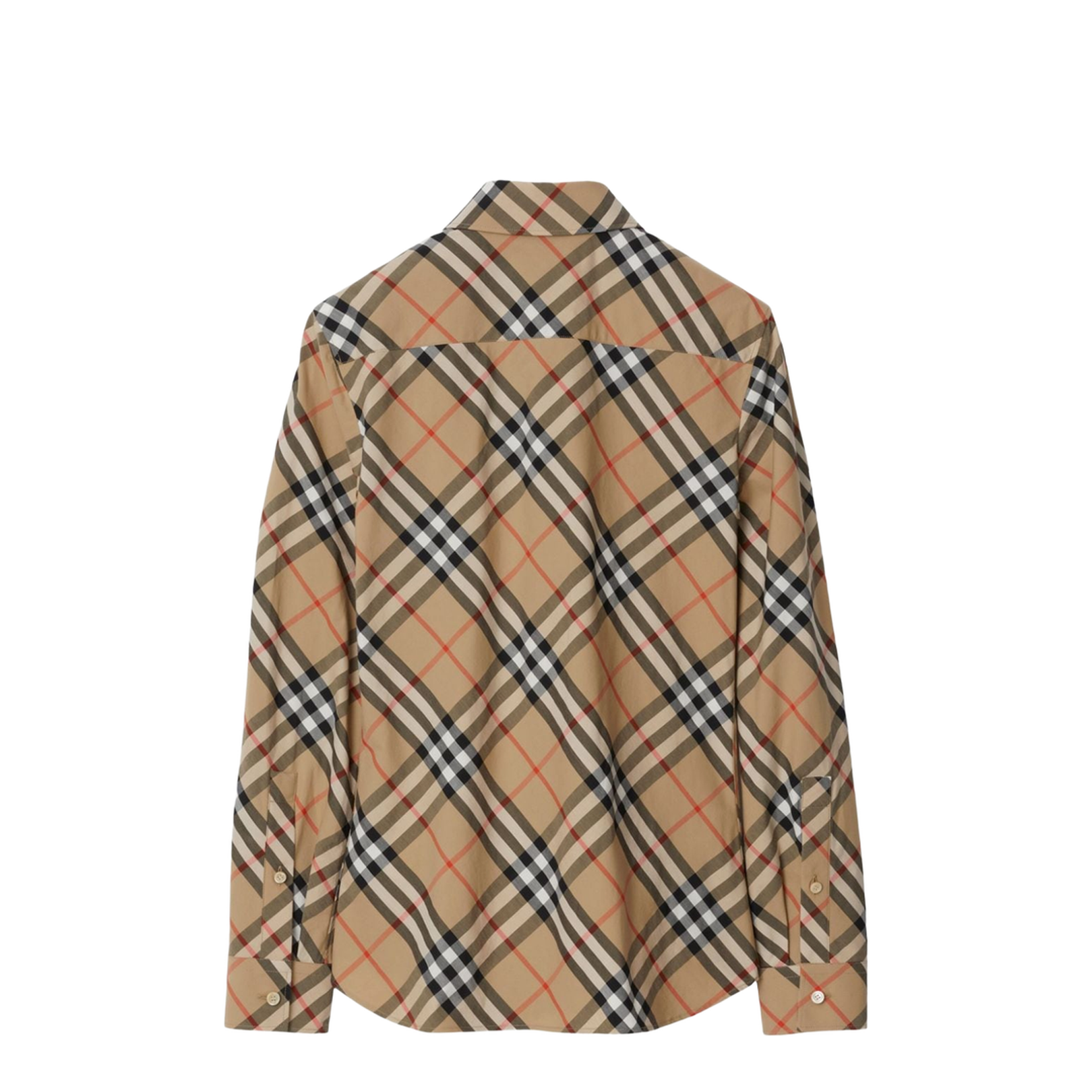 Check Cotton Shirt In Beige