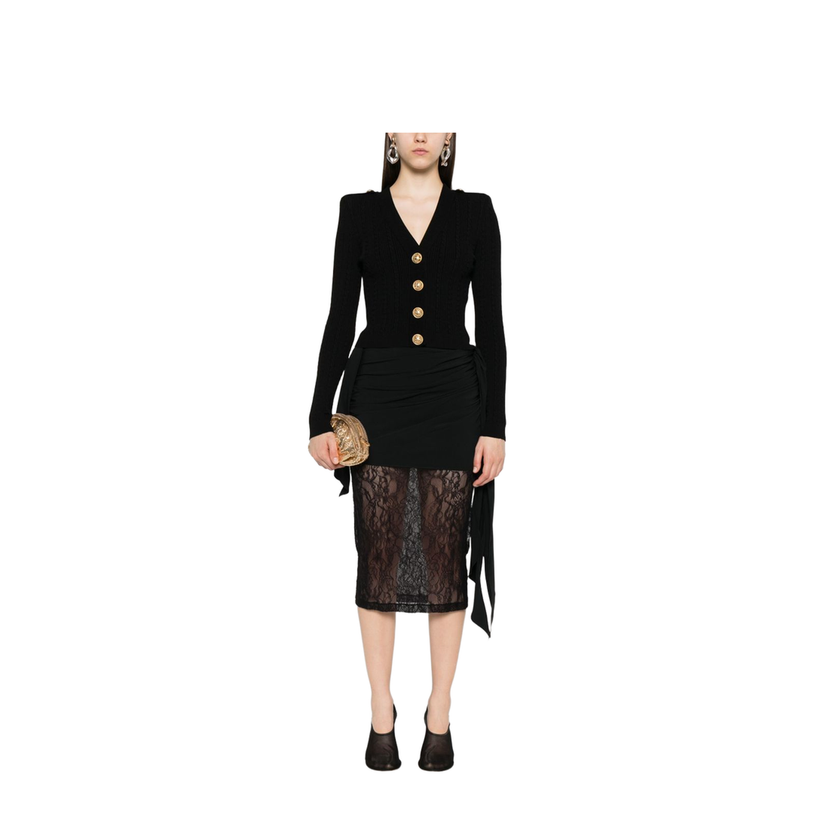 V-necked cardigan