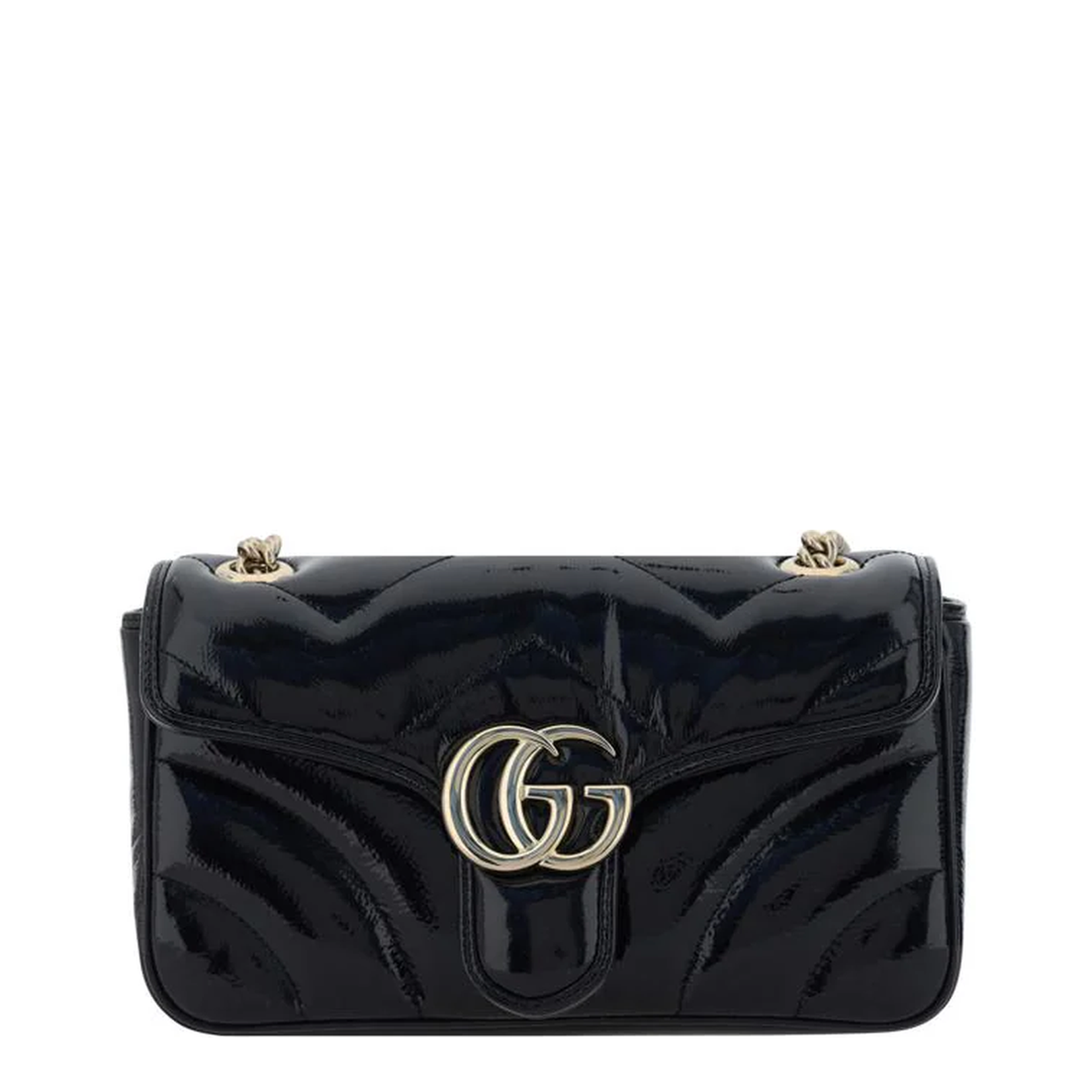 GG Marmont Medium Leather Shoulder Bag - Navy Blue