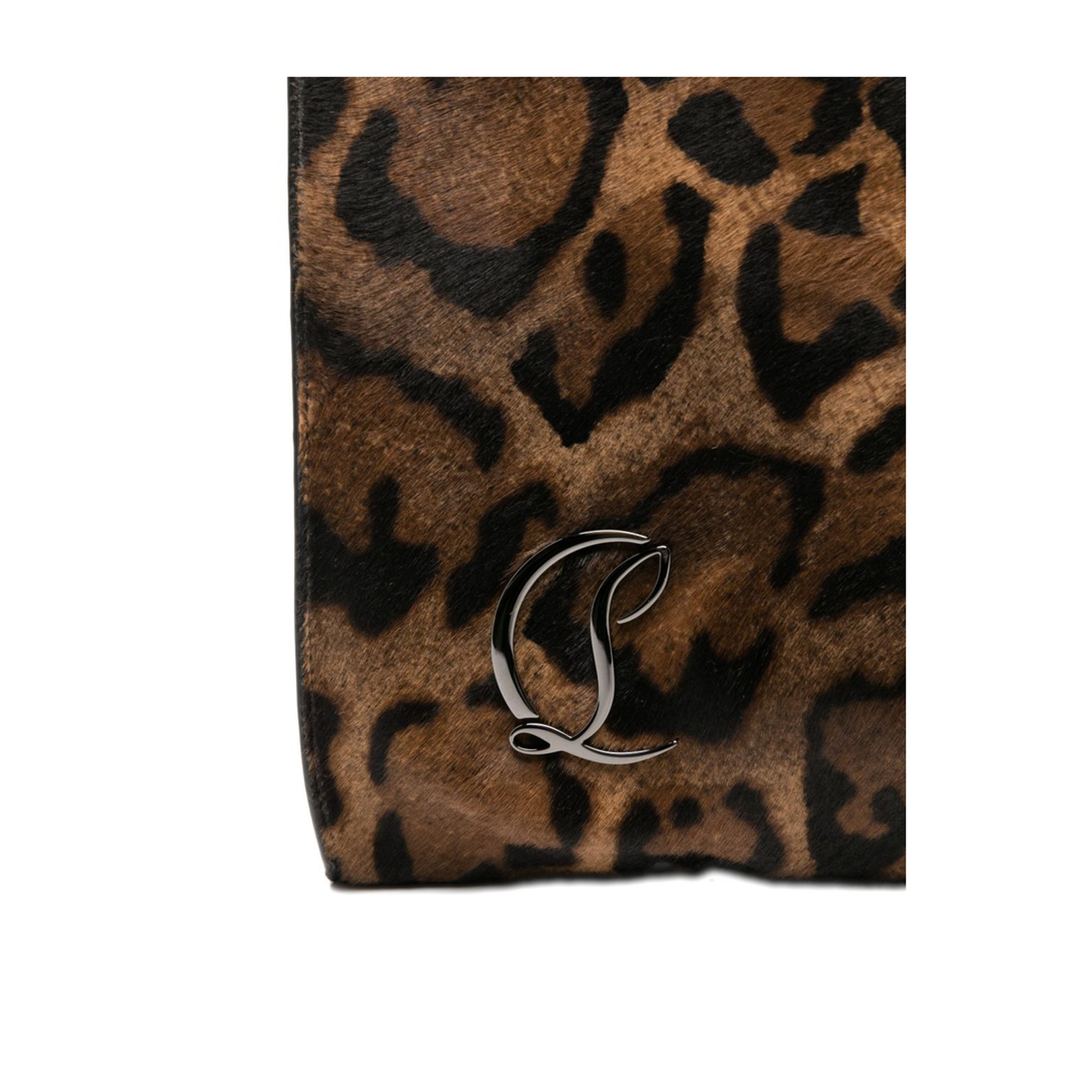 Brown Leopard Print Top Handle Buckle Fastening Metallic Logo