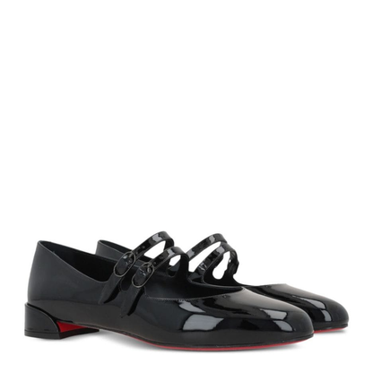 Black Calf Leather Patent Finish Almond Toe Buckle Fastening