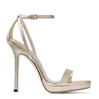 MAYFEYR - Jimmy Choo - Moza Leather Heel Sandals - MOZA/PF120DXBPLATINUM