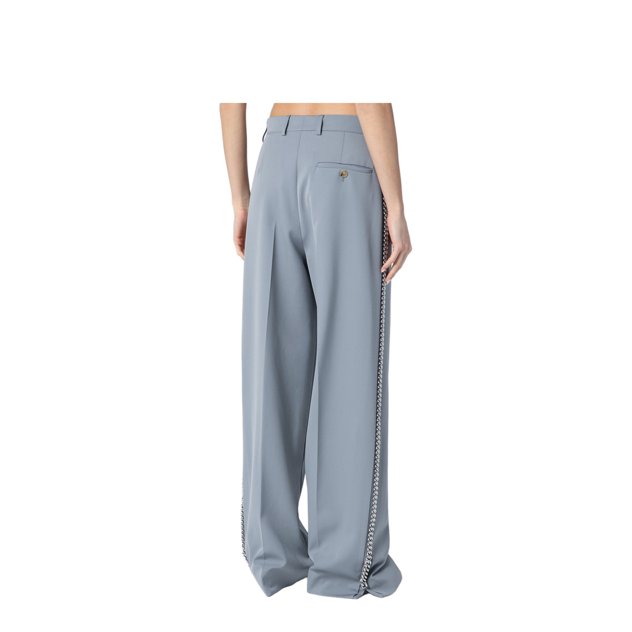 Wide-leg Light Grey Falabella Pants with Chain