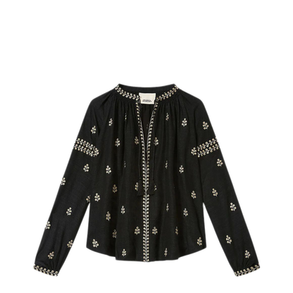 MAYFEYR - Isabel Marant - Rodis Embroidered Tussar Silk Blouse - HT0826FAD1J12I01BK