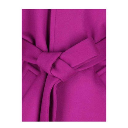 Boxy Belted Coat in Wool in Purple