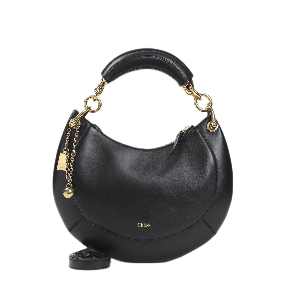 Banana Small Lambskin Hobo - Black