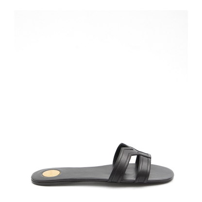 MABROUKA Slides in Smooth Leather in Black