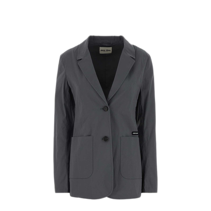 MAYFEYR - Miu Miu - Dark Grey Stretch Poplin Blazer - MH2071SOOO6472F0D65