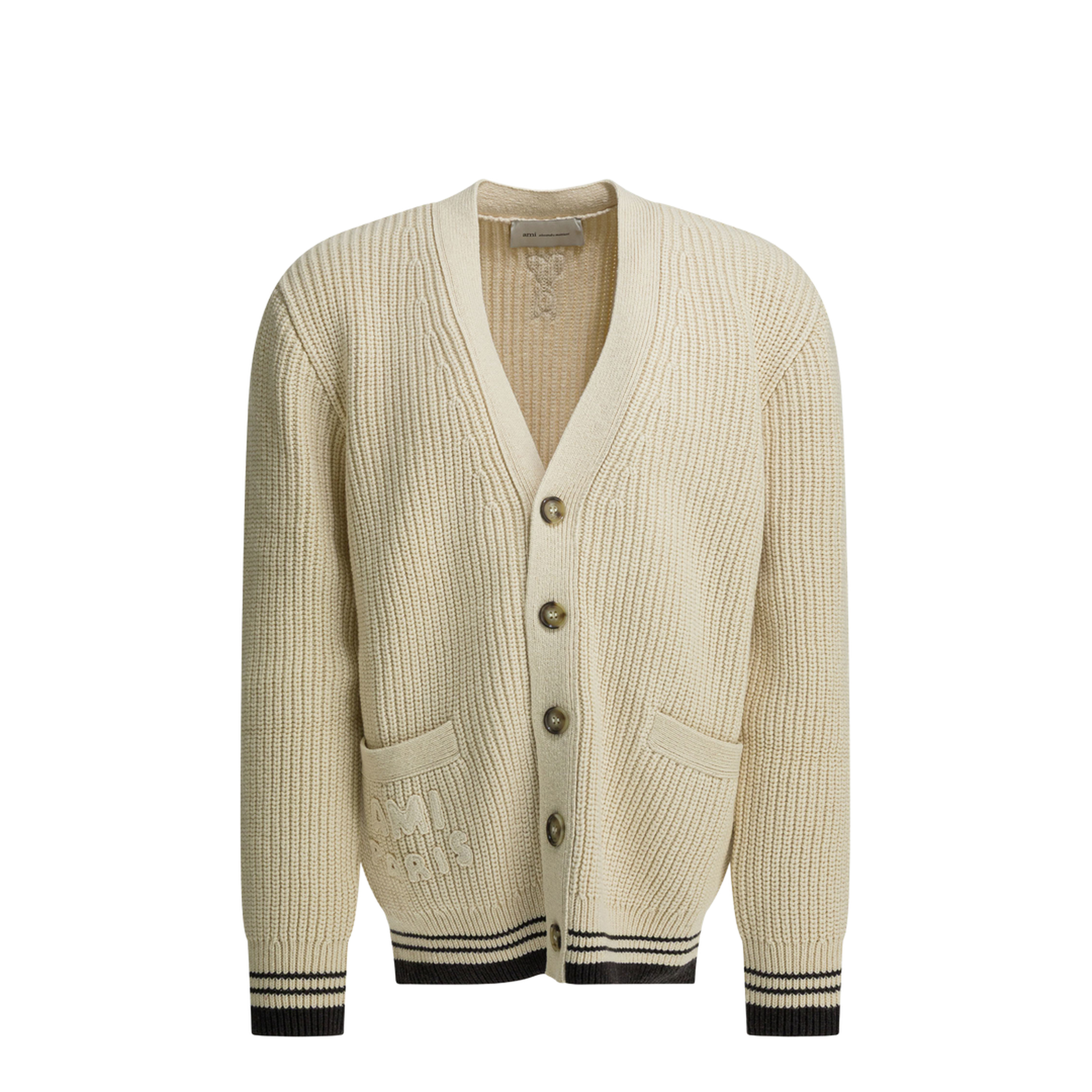 MAYFEYR - Ami Paris - Wool Cardigan With Logo - UKC383.KN0161136