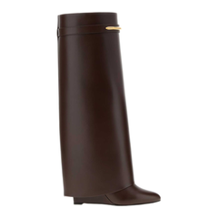 Shark Pinch Leather Boots In Ebony Brown