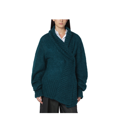 Oversized Petroleum Green Mohair-Blend Sweater