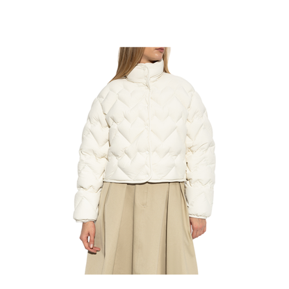 White Senevee Heart-Quilted Short Down Jacket