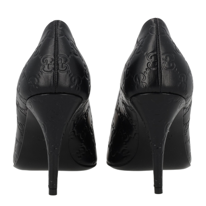 Black Leather Pumps with Horsebit