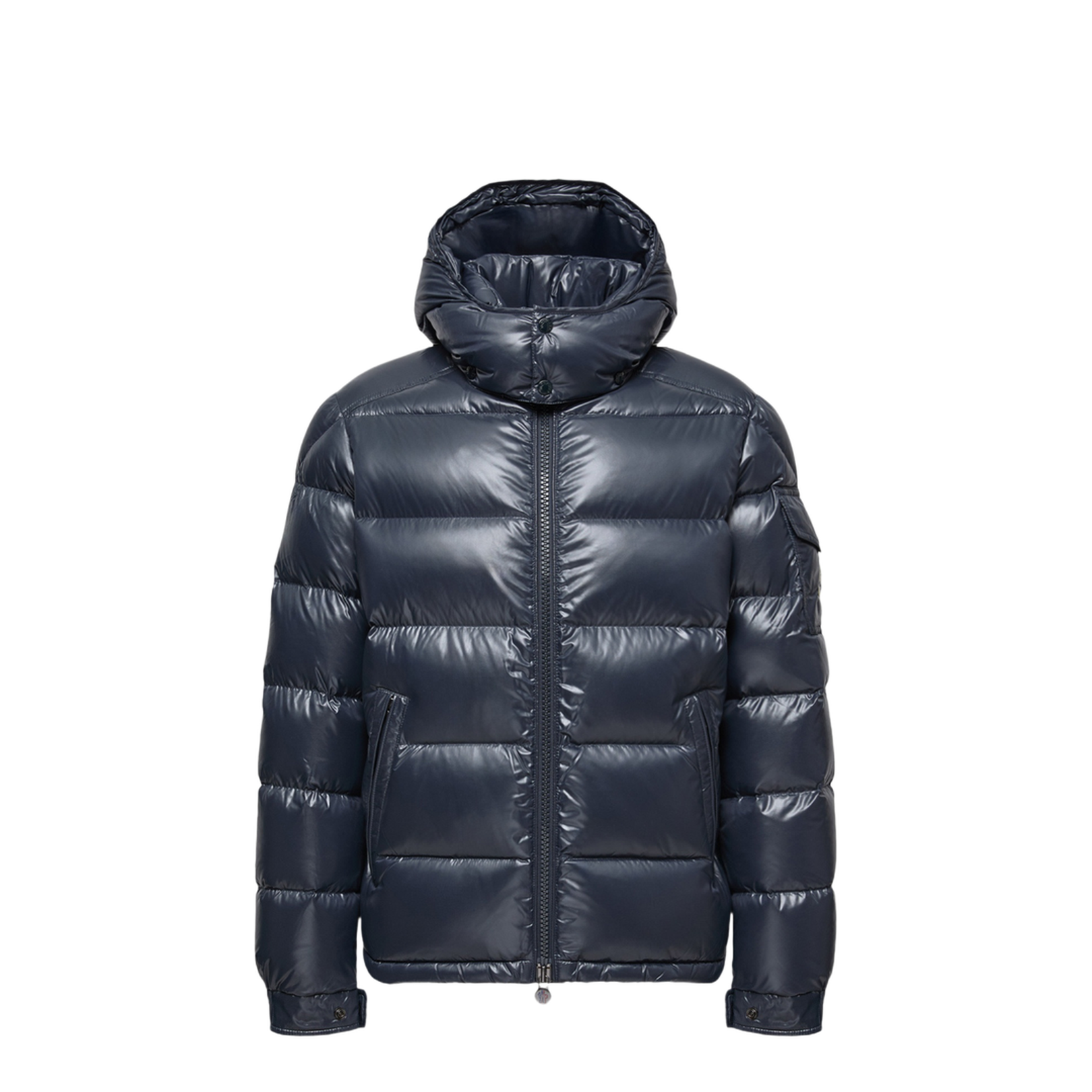 Navy Blue Maya Hooded Short Down Jacket