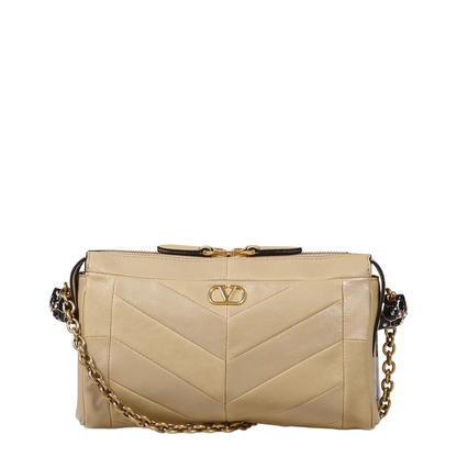 Panthea Small Nappa Leather Shoulder Bag - Gold Beige