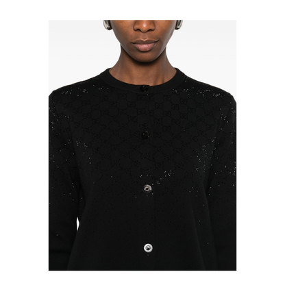 Fine Wool Cardigan with Crystals