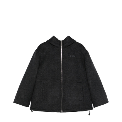 Embroidered Wool and Silk Hooded Jacket