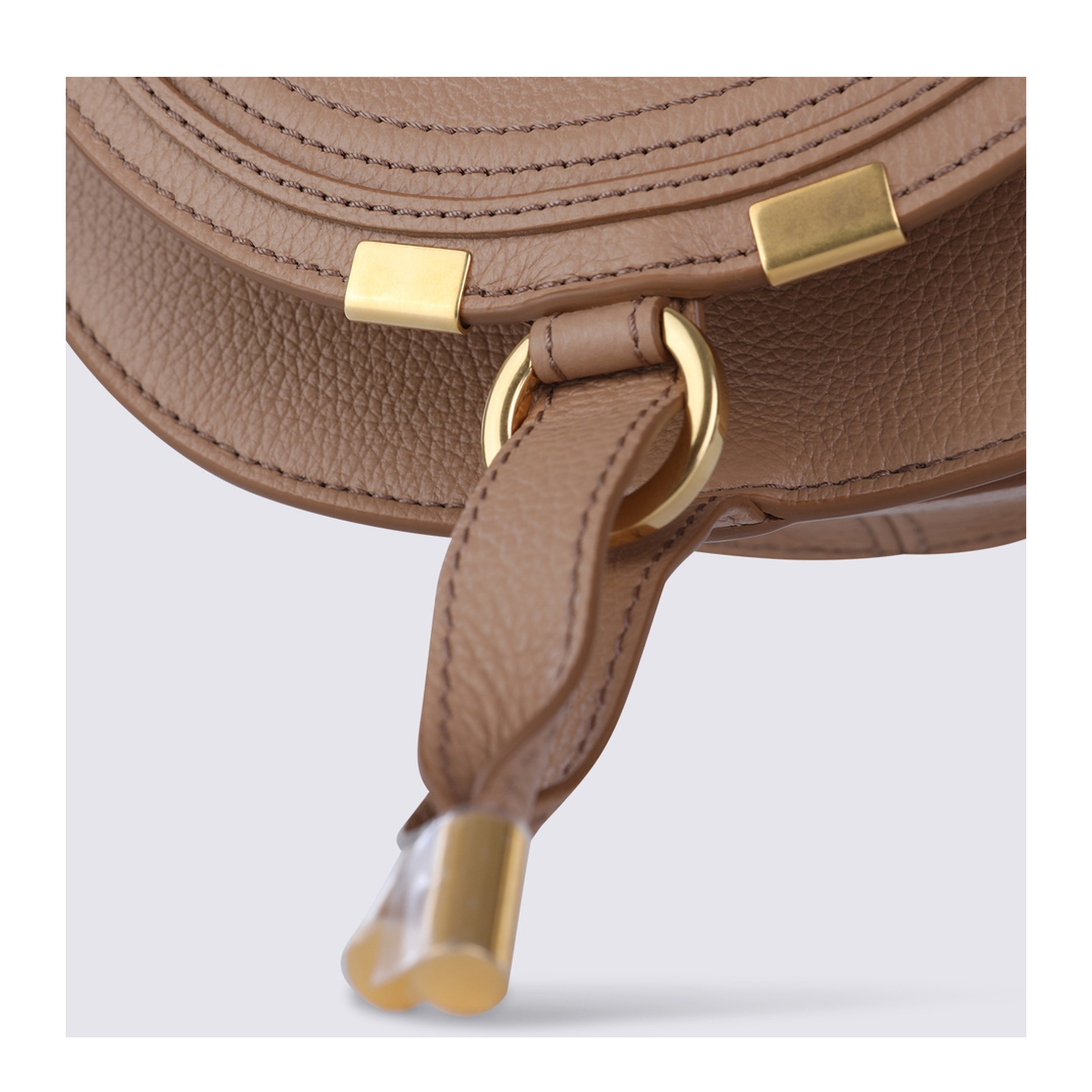 Marcie Small Calfskin Saddle Bag - Light Tan Brown