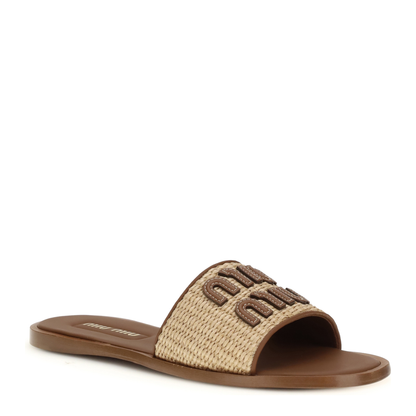 MAYFEYR - Miu Miu - Raffia Slippers Sandals - 5XX644F0053LOM