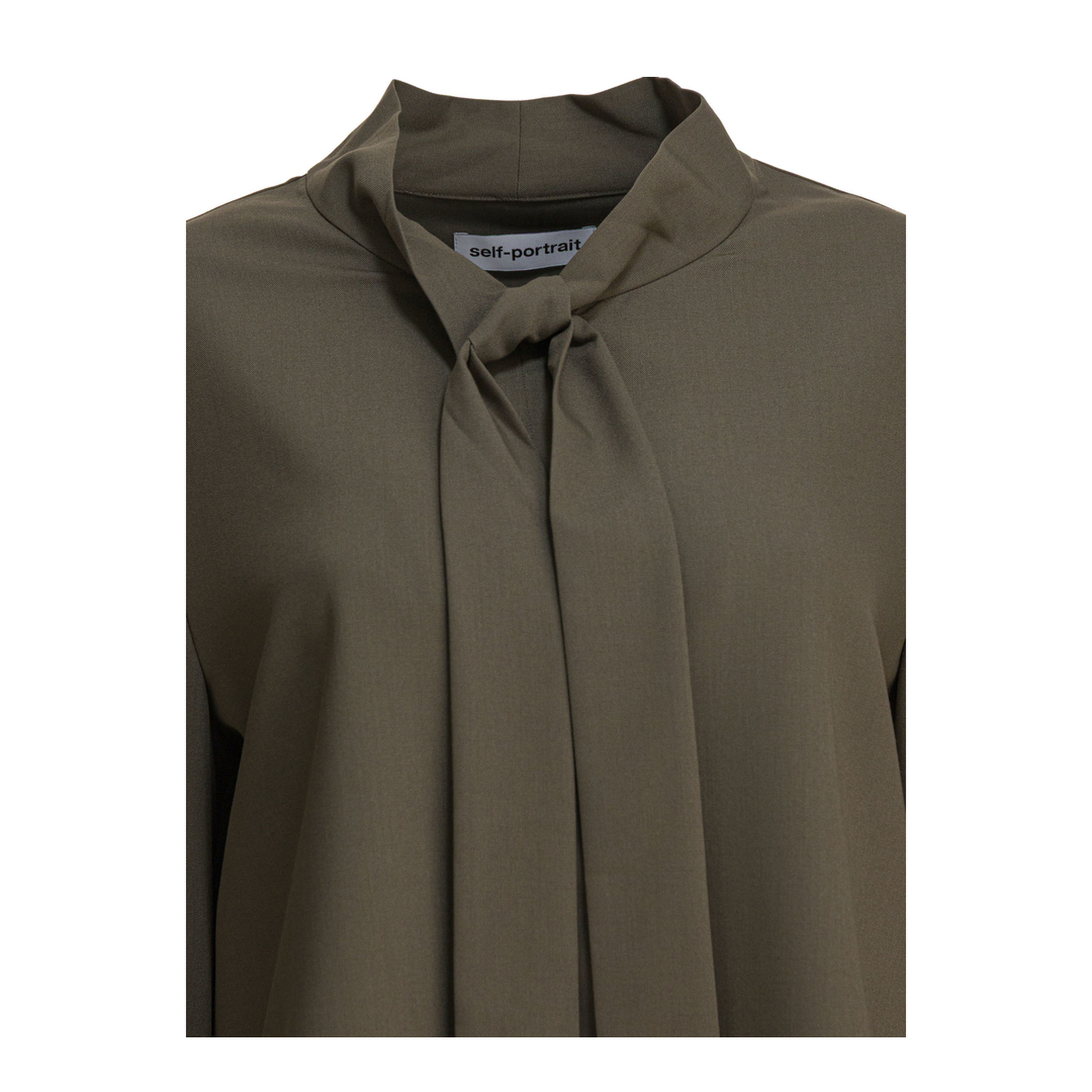 MAYFEYR - Self Portrait - Twill Blouse With Bow Collar - PF25016TGGREEN