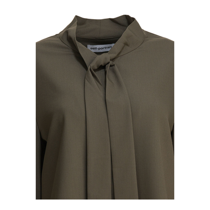 MAYFEYR - Self Portrait - Twill Blouse With Bow Collar - PF25016TGGREEN