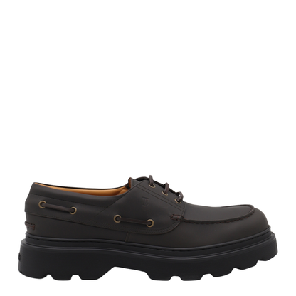Coffee Brown Front Button Fastening Moc Stitching