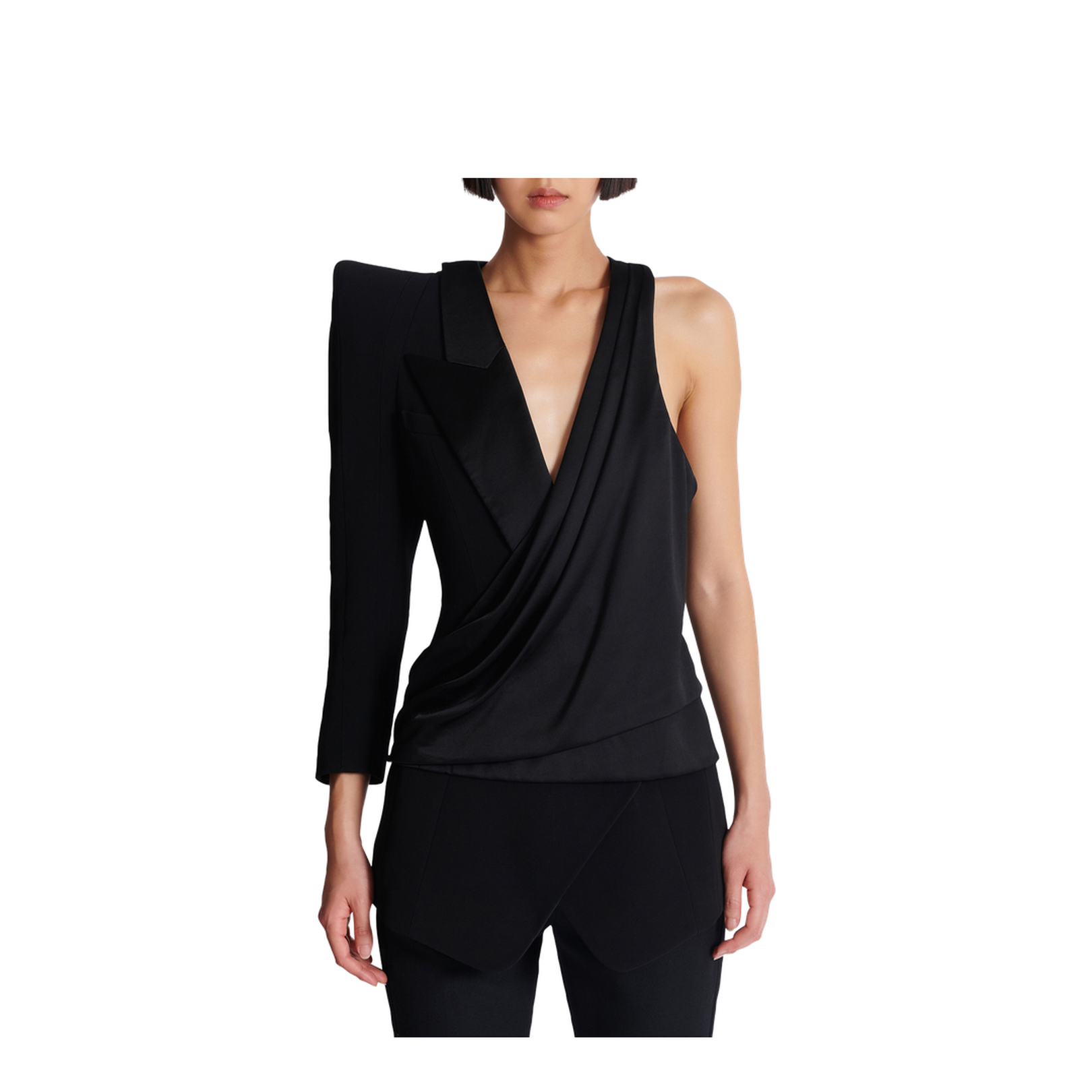 Asymmetric Jacket with Structured Shoulder