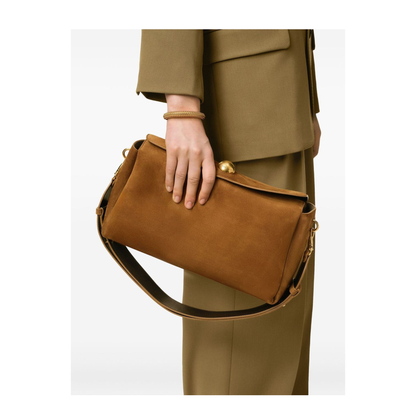 Hazelnut Brown Suede Leather Carrousel Medium Bag