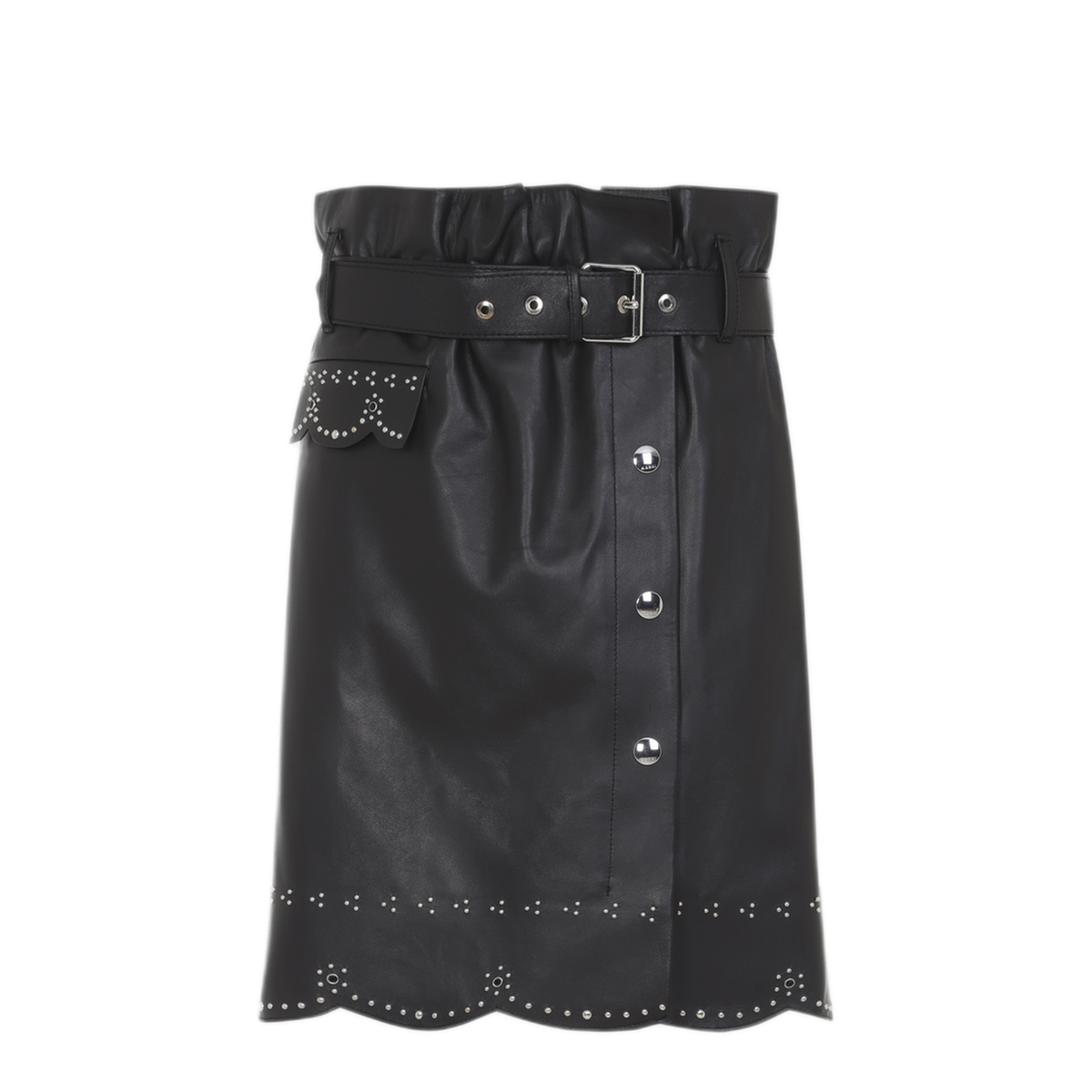 MAYFEYR - Marni - Black Leather Midi Skirt - GOMX0883UXULA77200N99
