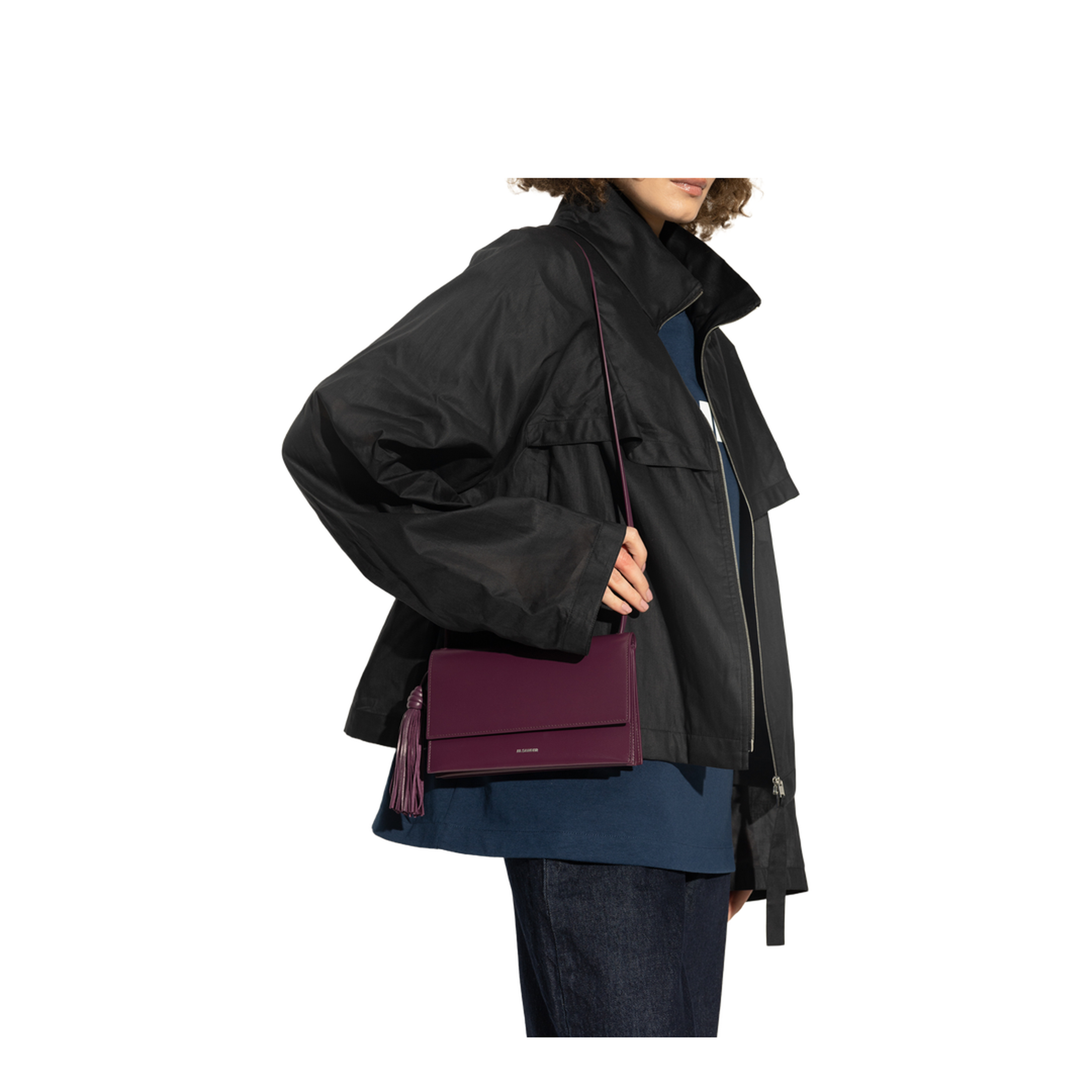 Leather Crossbody Bag with Side Tassels