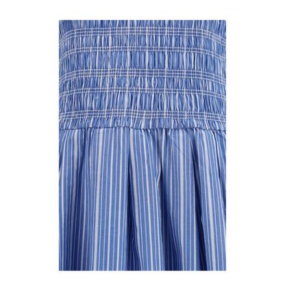 MAYFEYR - Ganni - Striped Cotton Dress With Puff Sleeves - A1030646