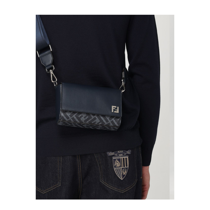 FF Leather Crossbody Bags - Navy Blue