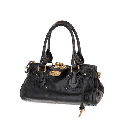 Paddington Grained Buffalo Leather Shoulder Bag - Black