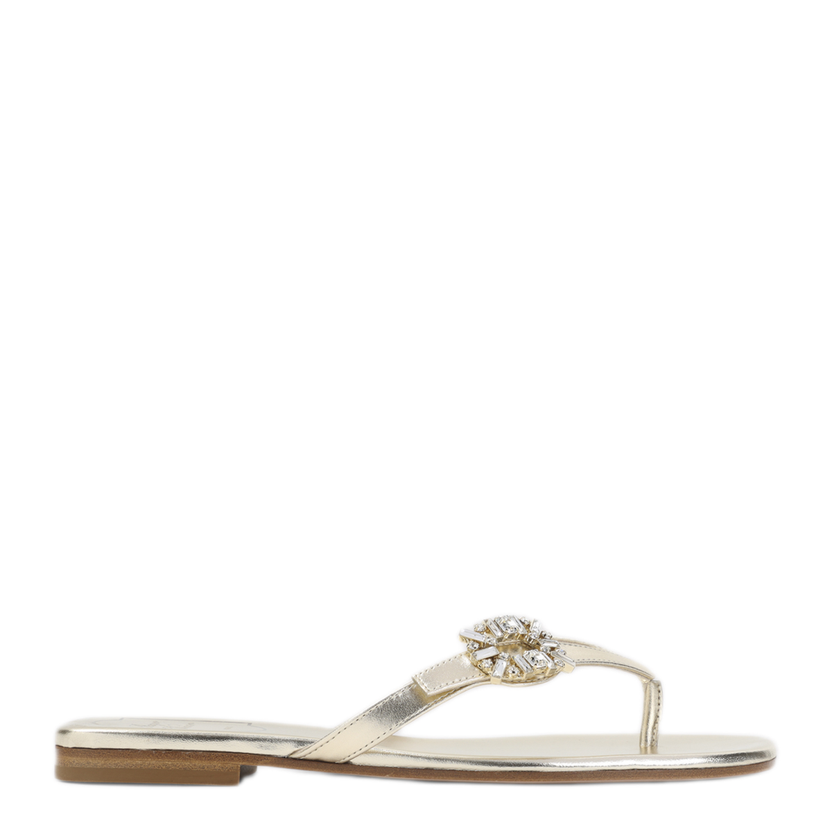 MAYFEYR - Roger Vivier - Light Gold Leather Strass B Flip Flops - RVW81744970KACG005ORO