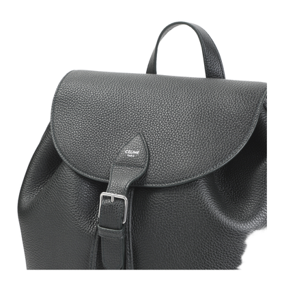 Large Backpack Folco in Grained Calfskin - Night Green