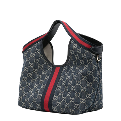 MAYFEYR - Gucci - Giglio Small Tote Bag In Blue And White Gg Denim - 860845FAFRW8864