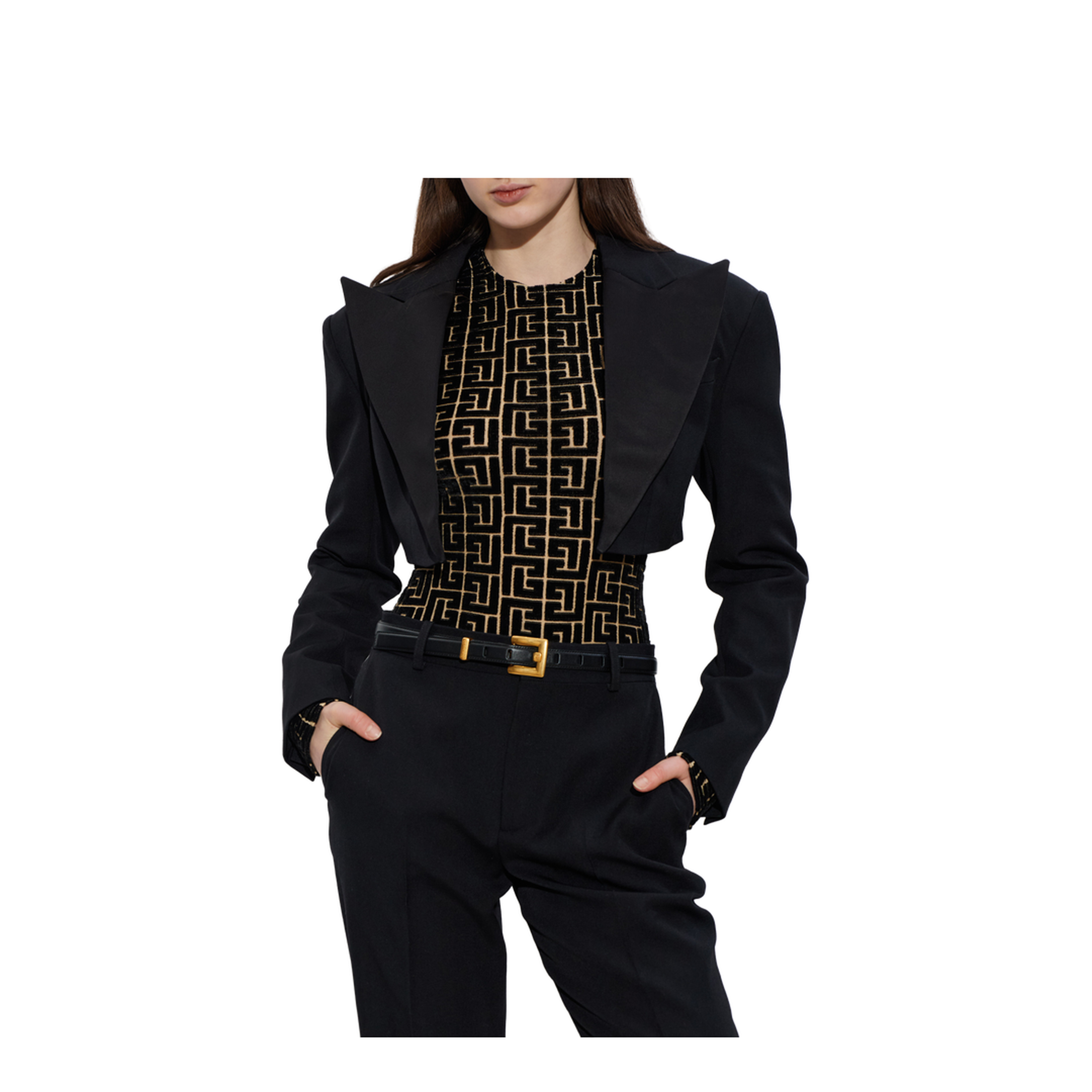 Cropped Grain de Poudre Jacket Black