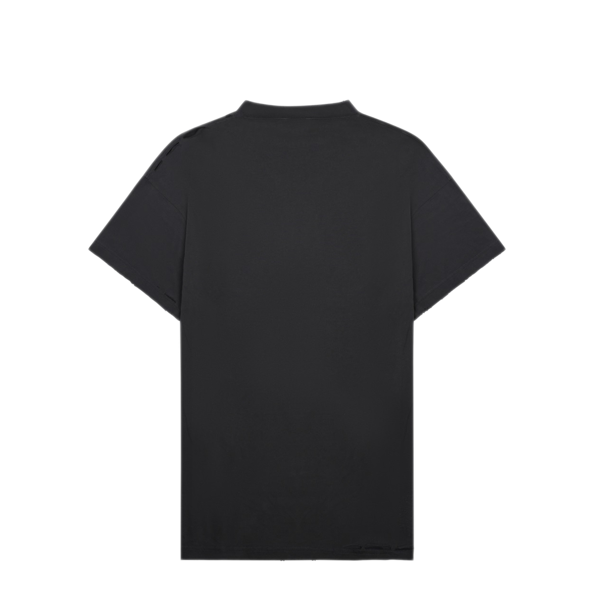 Black Mock Neck Drop Shoulder Short Sleeves