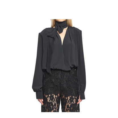 MAYFEYR - Federica Tosi - Black Wrap Blouse With Scarf - 4110341229