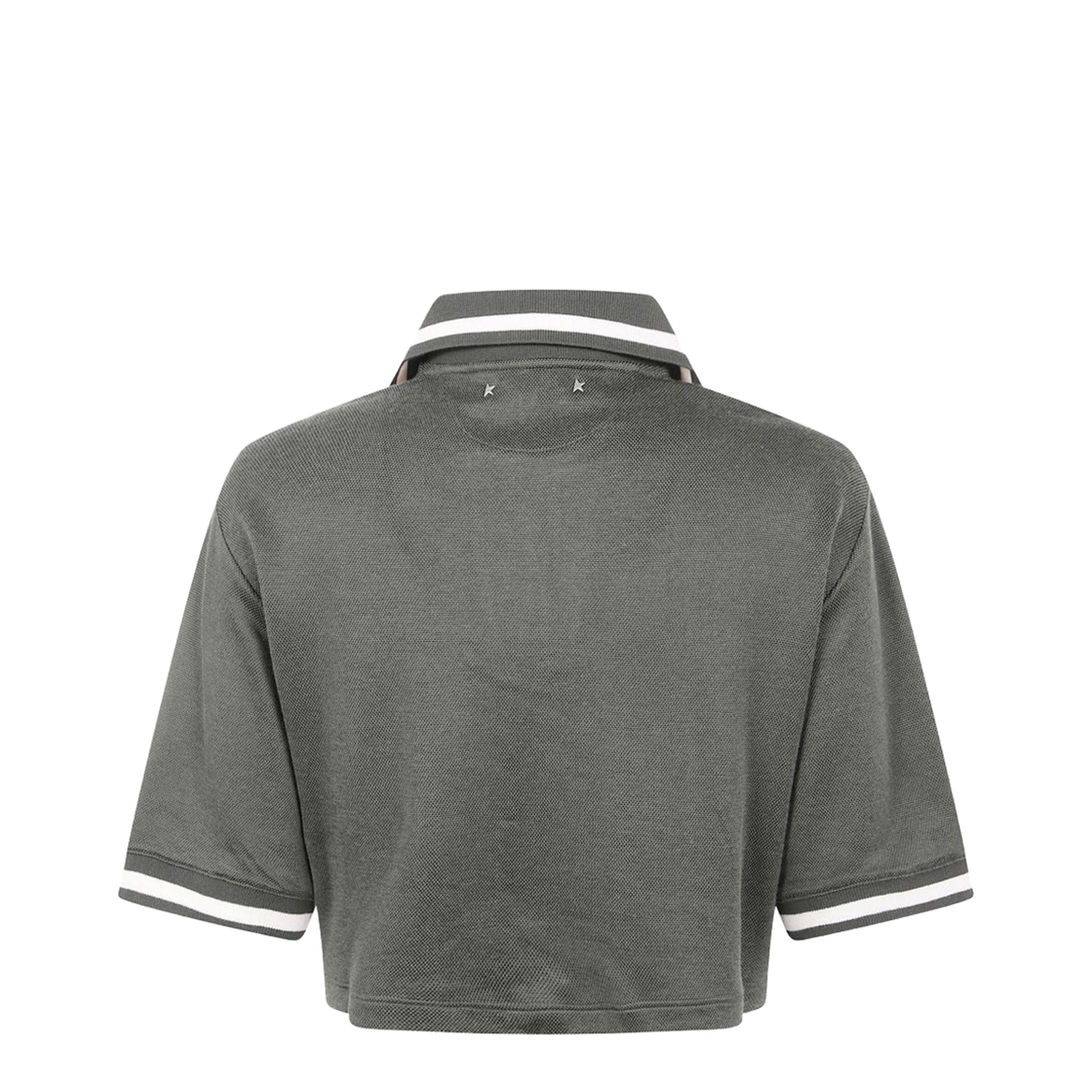 Green Short Sleeves Polo Collar Cropped Top
