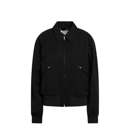 Black Zip-Up Jacket in Virgin Wool