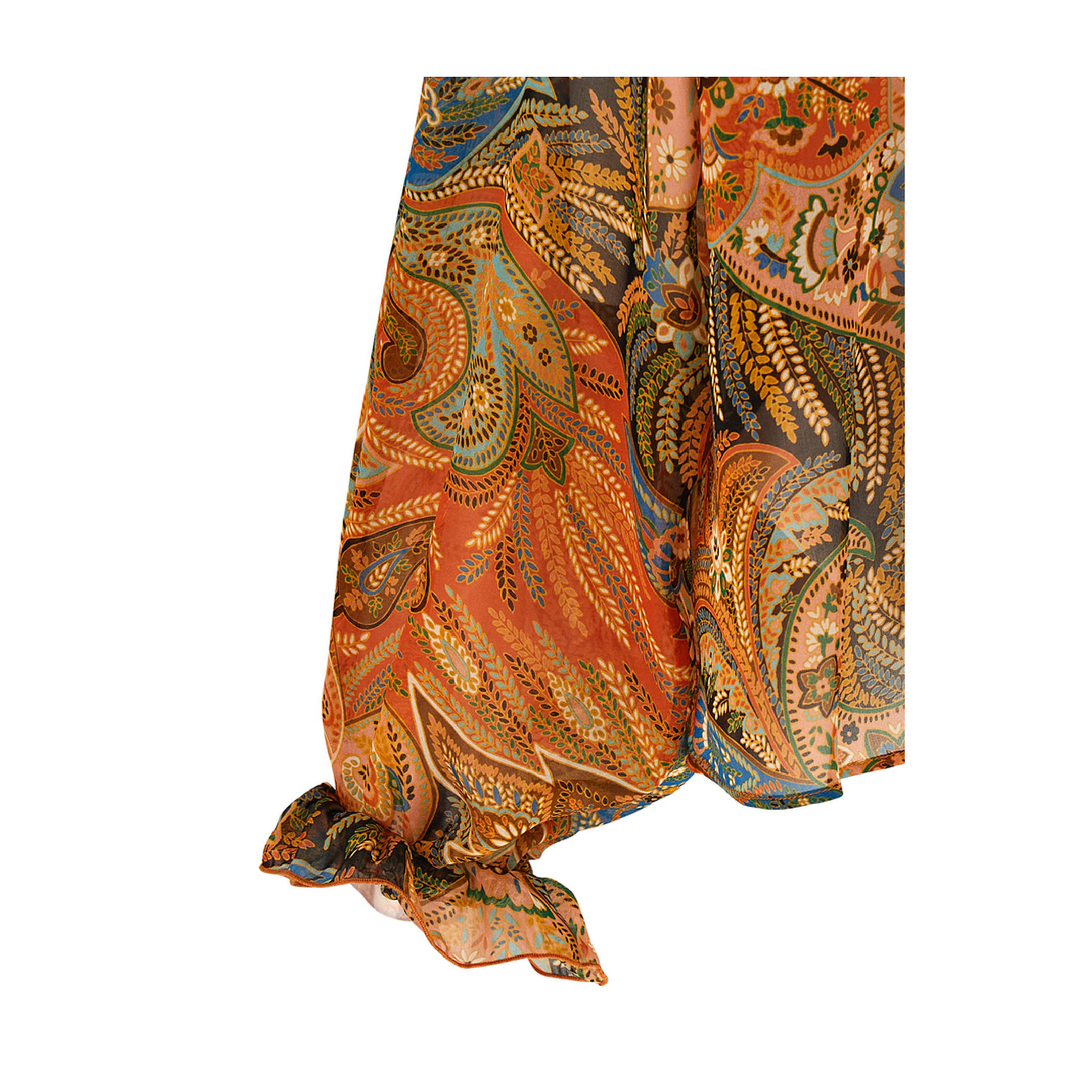 Silk Shirt with Ruffles and Paisley Motif