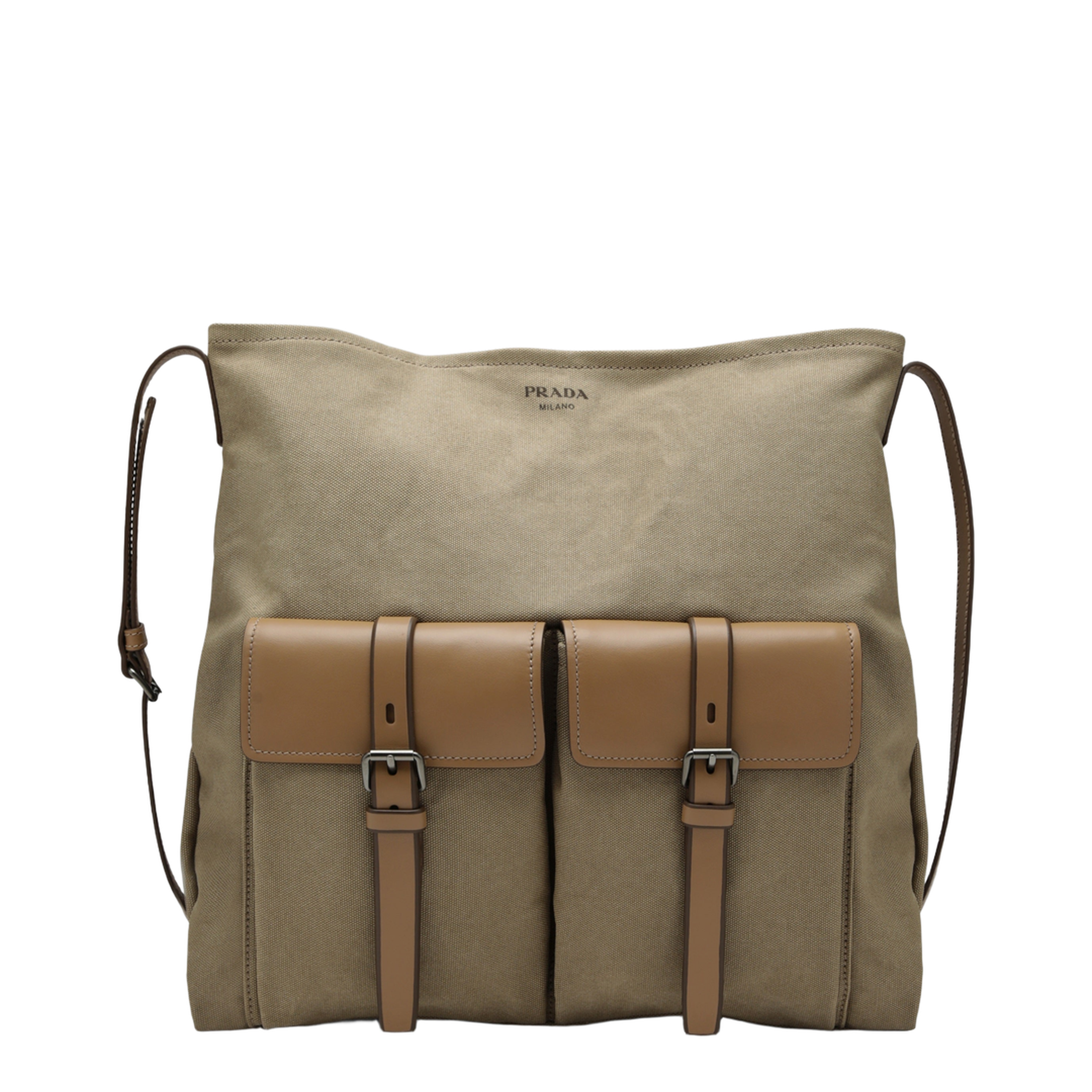 MAYFEYR - Prada - Khaki Route Canvas And Leather Crossbody Bag - 2VH207OOO2G6SF0241