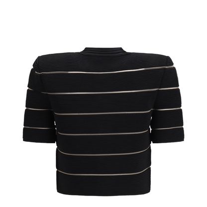 MAYFEYR - Balmain - Short-Sleeved Buttoned Cardigan - GF0KL285KJ75