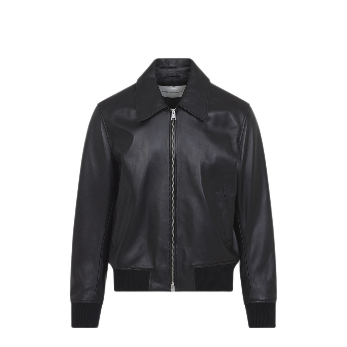 Black Lambskin Leather Zip-Up Jacket