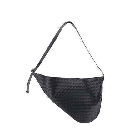 Virgule Medium Leather Shoulder Bags - Black