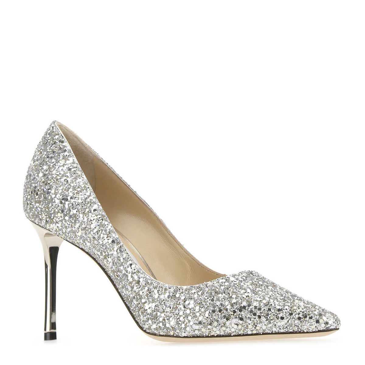 MAYFEYR - Jimmy Choo - Embellished Leather Roma 85 Pumps - ROMY85CGFCHAMPAGNE